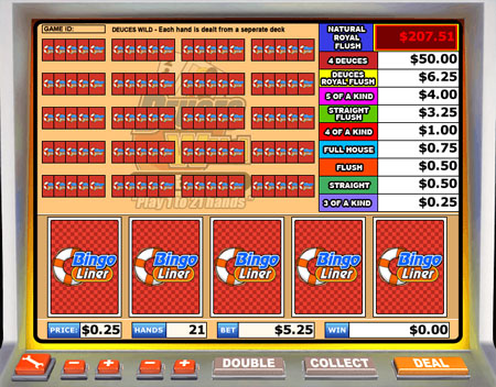 bingo liner deuces wild video poker online casino game