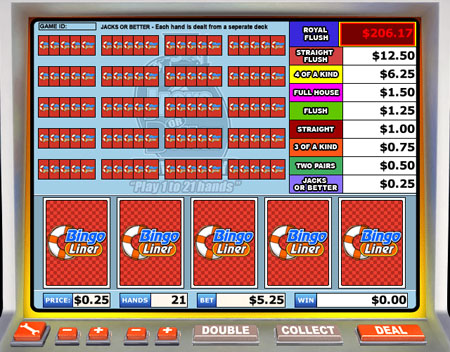 bingo liner jacks or better video poker online casino game