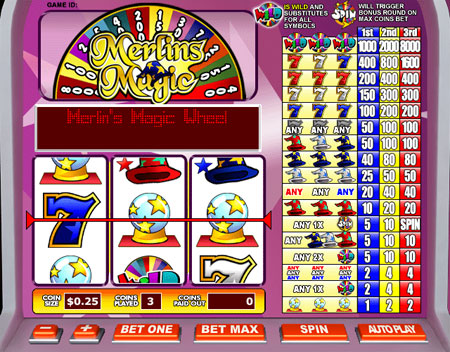 bingo liner merlins magic 3 reel online slots game