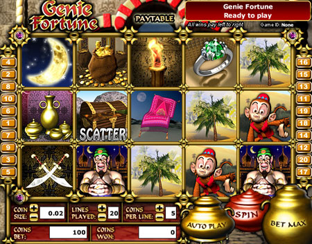 bingo liner genie fortune 5 reel online slots game
